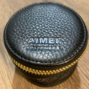 Aimee Kestenberg Black Genuine Leather Pouch with Gold Zipper NWOT